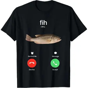 Cotton Short Sleeve Crewneck T-Shirts for Women Men - Breathable Comfy Casual Tops with Trendy Funny 'Fish vs Fih' Phone Typo Graphic Tees - Funny graphic tees