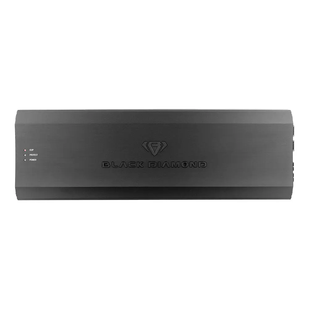 Black Diamond High Power 1-Channel Class D Monoblock Car Audio Amplifier - 2000W RMS @1 Ohm, 2500W Peak, 0.2-6V Input, Remote-Controlled, Adjustable Settings, Bass Boost, Thermal/Overload/Sub Protection, Metal Heatsink, 16in, Subwoofer-Compatible