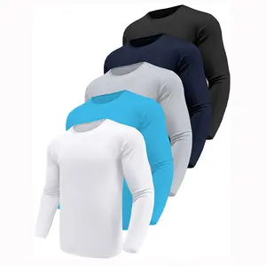 5 PIECES Long Sleeve Shirts for Men Moisture Wicking Mens Tee Shirts Workout  T Shirt for Running workout tops gym outfits