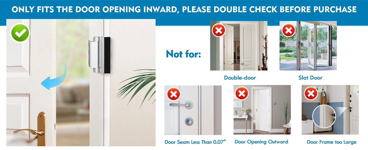 Door Reinforcement Lock 800lbs Home Security Force Child Proof Front Door Inside Safety Dual Unlocking Easy Install Burglar Proof Family Protection