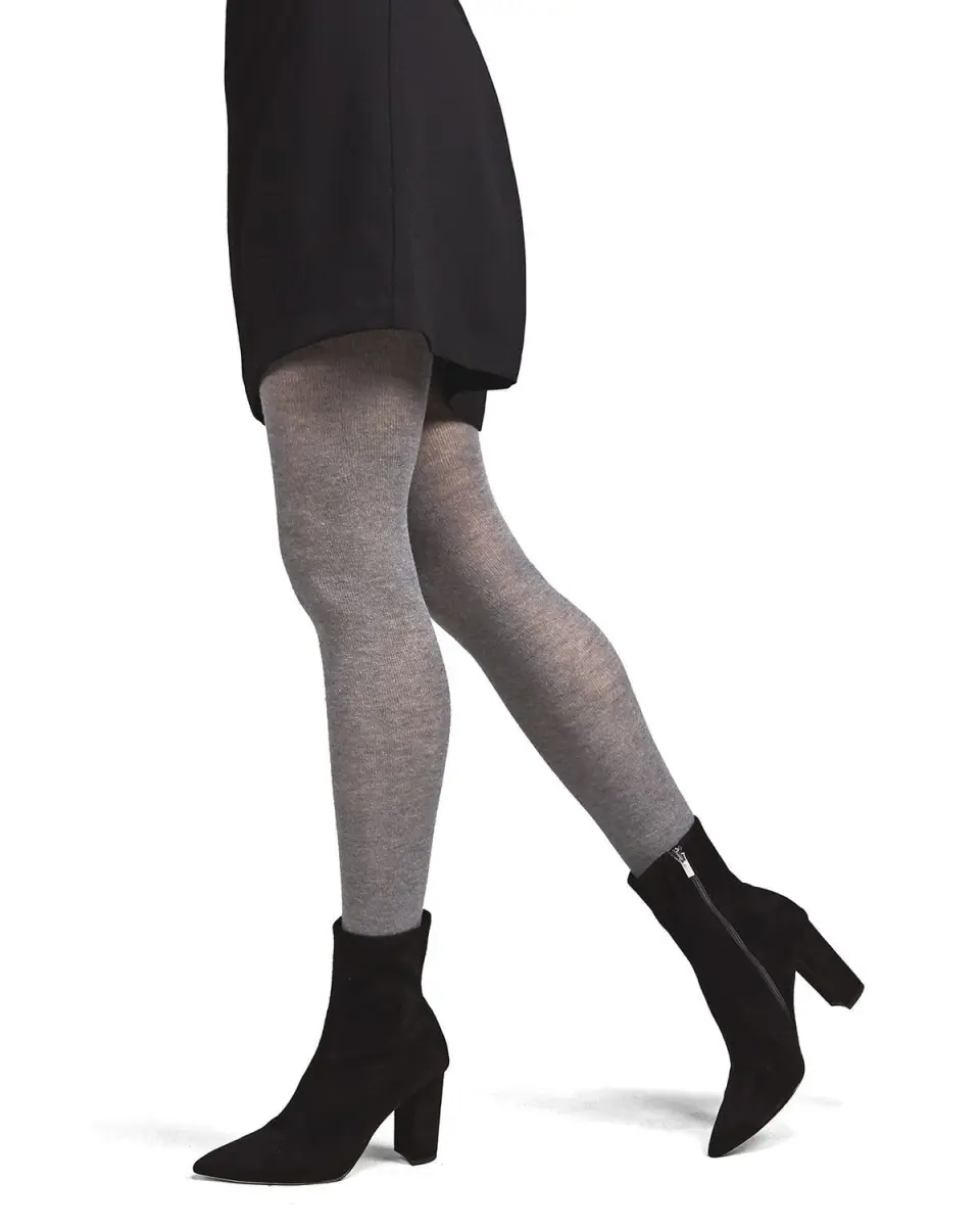 Natori NTL-101-03003-S-M Cashmere Blend Flat Knit Sweater Tights for Womens, Medium Gray Heather - Small-Medium