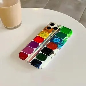 Unique Creative Design Color Palette for iPhone 17 16 1514 13 Pro Max/Pro Plus TI Watercolor Pigments pairedwith trendy pattern designs Ultra-thin shockproof TPUprotective edge phone case cover Fun and distinctivemulti-color trendy phone case