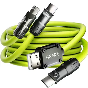 GEARit Lifestyle Series - 4-in-1 Silicone 100W USB-C Cable Fast Charging, 4 Feet Charger Android