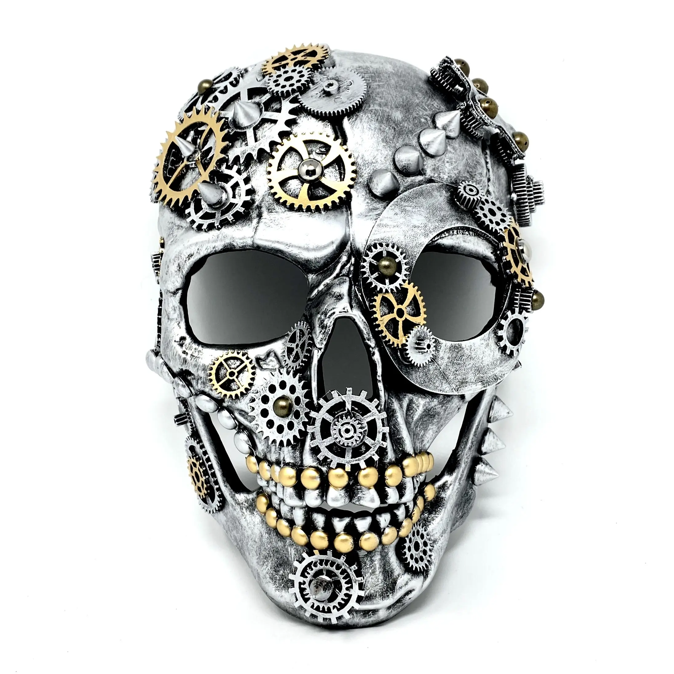 Steampunk Skull Mask, Metallic Scary Horror Skeleton Skull Mask for Halloween Costume Cosplay Party