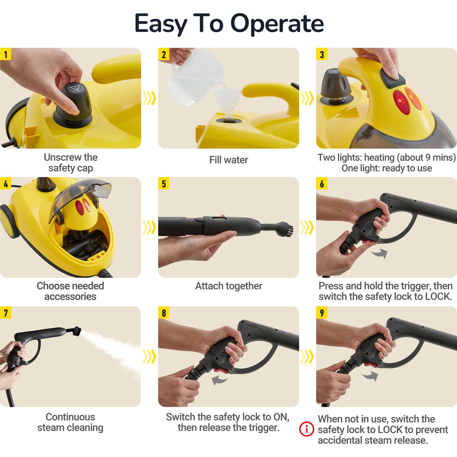 Steambot Steam Cleaner with 2L Large Water Tank Capacity, High Pressure Steam, 28 Accessories ,Chemical-Free Deep Cleaning for House, Kitchen, Bathroom, Car, Multi-Purpose Cleaning, Eliminating Grime & Grease, Steamer for Cleaning,Heavy Duty Deep Cleaning