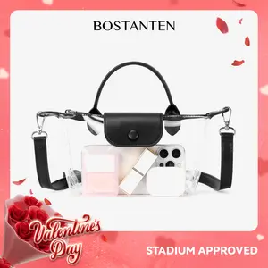 BOSTANTEN Clear Bag for Stadium Approved Small Crossbody Purse Handbags for Concerts Sports Events Leather