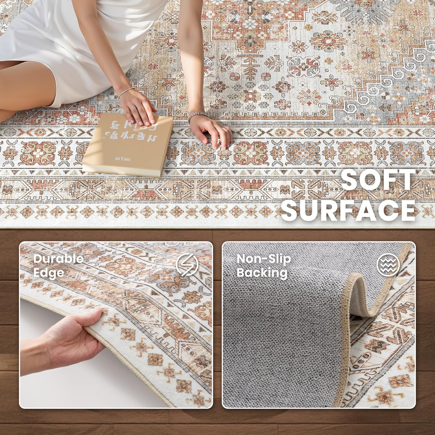 Art&Tuft Area Rugs for Living Room Non-Slip Backing Washable Rugs Vintage Large Area Rug Stain Resistant Home Decor Rug Foldable Indoor Area Rugs Art&Tuft Area Rugs for Living Room Non-Slip Backing Washable Rugs Vintage Large Area Rug Stain Resistant Home Decor Rug Foldable Indoor Area Rugs