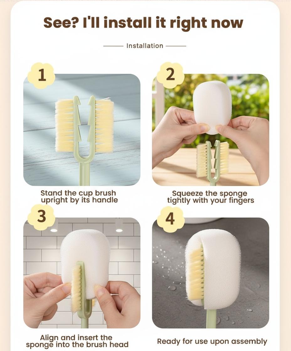 5-in-1 Bottle & Straw Cleaning Brush – Multifunctional Tool for Bottles, Cups, Straws (Cream White/Jasmine Green)-suhui 5-in-1 Bottle & Straw Cleaning Brush – Multifunctional Tool for Bottles, Cups, Straws (Cream White/Jasmine Green)-suhui