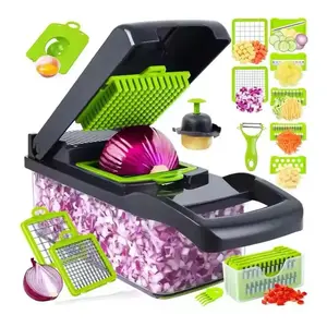15-in-1 Multifunctional Vegetable Chopper with 8 Blades Portable Stainless Steel Cutter for Salad Garlic & More Kitchen Gadgets Cooking Kitchenware Cutting Green Utensils watermelon cutting tool chicken shredder Slicer kitchen accessories