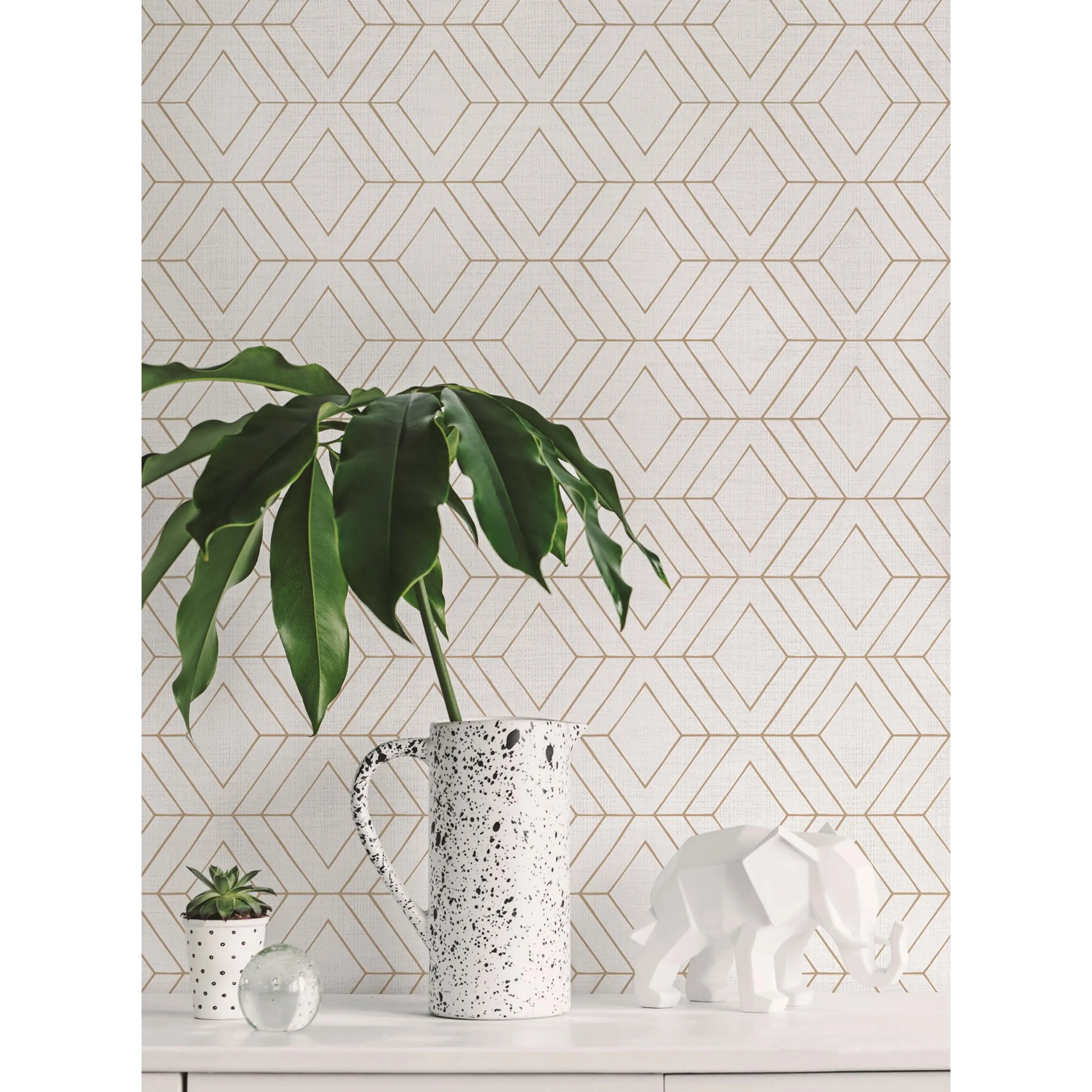Diamond Geometric Art Deco Lines Wallpaper - Peel and Stick