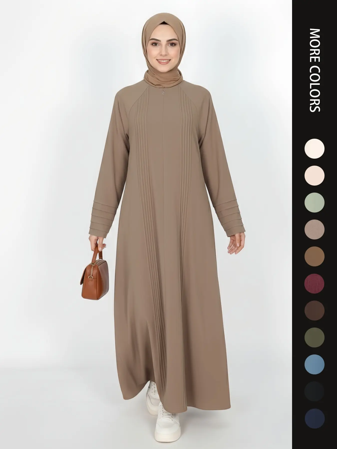 Elegant Simple Pleated Zipper Loose Fit Abaya, Modest Islamic Clothing for Women, Islamic Modesty Clothes, Muslim Clothing, Stylish Long Sleeve Dress, Perfect for Special Occasions
