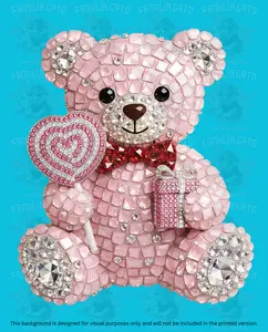Valentine's Day - Rhinestone Pink Teddy Bear with Lollipop DTF Transfer