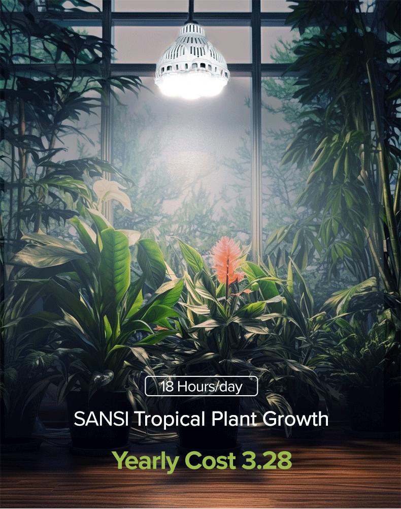 Sansi 40W Full Spectrum Grow Light， with Optical Lens and High PPF，with 5-Level Dimmable, Auto On Off 4 8 12 Hrs Timer for Seeding and Growing energy efficient