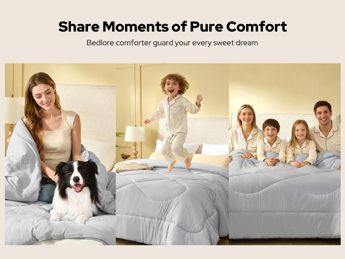 【BEDLORE】All-Season Down Alternative Comforter Duvet Insert for Bedroom – Chinese Knot Quilted Design, Ultra-Soft, Machine Washable, with Corner Tabs