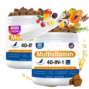 40-in-1 Dog Vitamins Chews with Glucosamine MSM, Probiotics & Digestive Enzymes for Hip & Joint, Gut, Skin & Coat, Immune Support - All Breeds, Chicken Flavor, 400 Count
