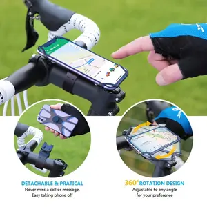 Bike Phone Holder, Motorcycle Phone Mount Handlebar Cell Phone Clamp, Quick Lock Handle Bar Scooter Phone Clip for iPhone 17 16 15 14 13 12 11 Pro Max Plus Samsung S9 S10 and More 4.7" to 7" Smartphones，Durable silicone material usb c port power bank _ ab