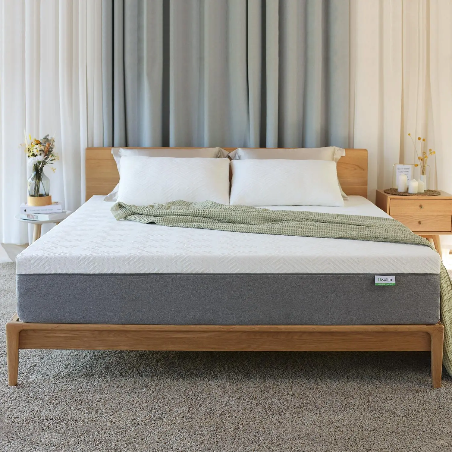 Gel Memory Foam Mattress&Fiberglass-Free - Medium Plush Feel with Motion Isolating, Bliss, King/Queen/Full/Twin, Egg Crate Design, 10/12 Inch ,Easy Maintenance Cooling Technology, queen size mattress,Back To School