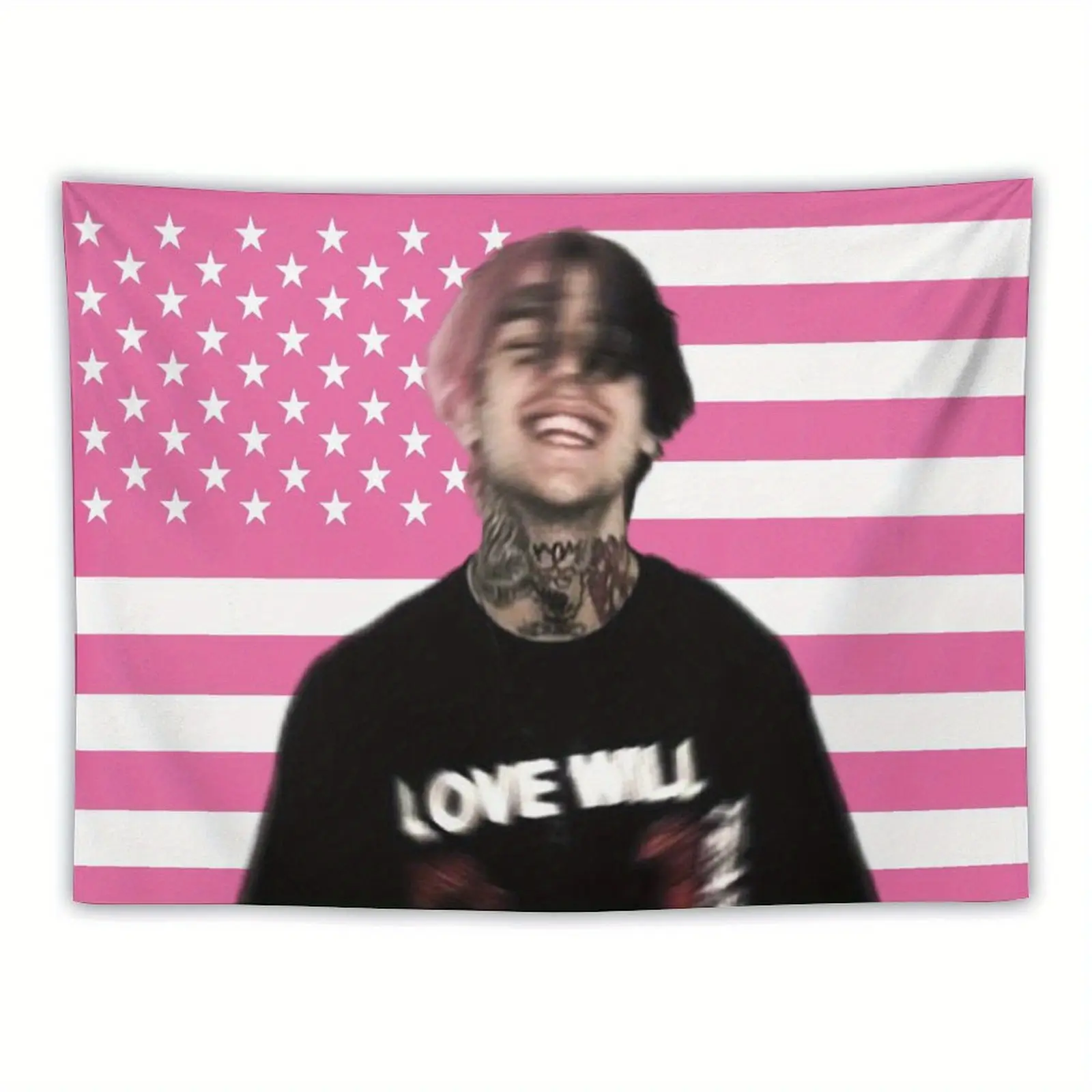Lil Peep Themed National Flag Wall Hanging Tapestry Digital Print Geometric Room Accessories, Brightening Bedroom & Living Room Home Decor Gift (1-Piece), One-Piece, Lightweight