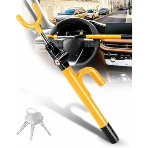 Steering Wheel Lock Anti-Theft Device Security Car Lock Anti Theft Car Device Visible Car Wheel Lock Adjustable Antitheft Locking Devices with 3 Keys (Yellow)Everlanelnspired17