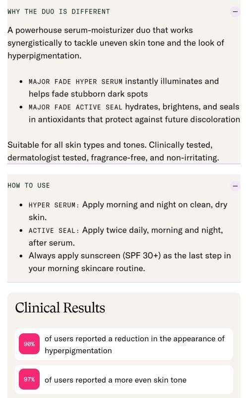 Major Fade Discoloration Duo - Daily Serum & Vitamin C Hydrating Moisturizer for Fading all Types of Discoloration