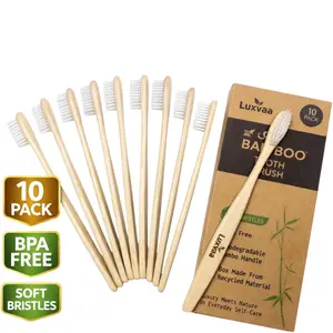 Luxvaa Bamboo Toothbrush  10 Pack | Eco-Friendly Soft Bristles