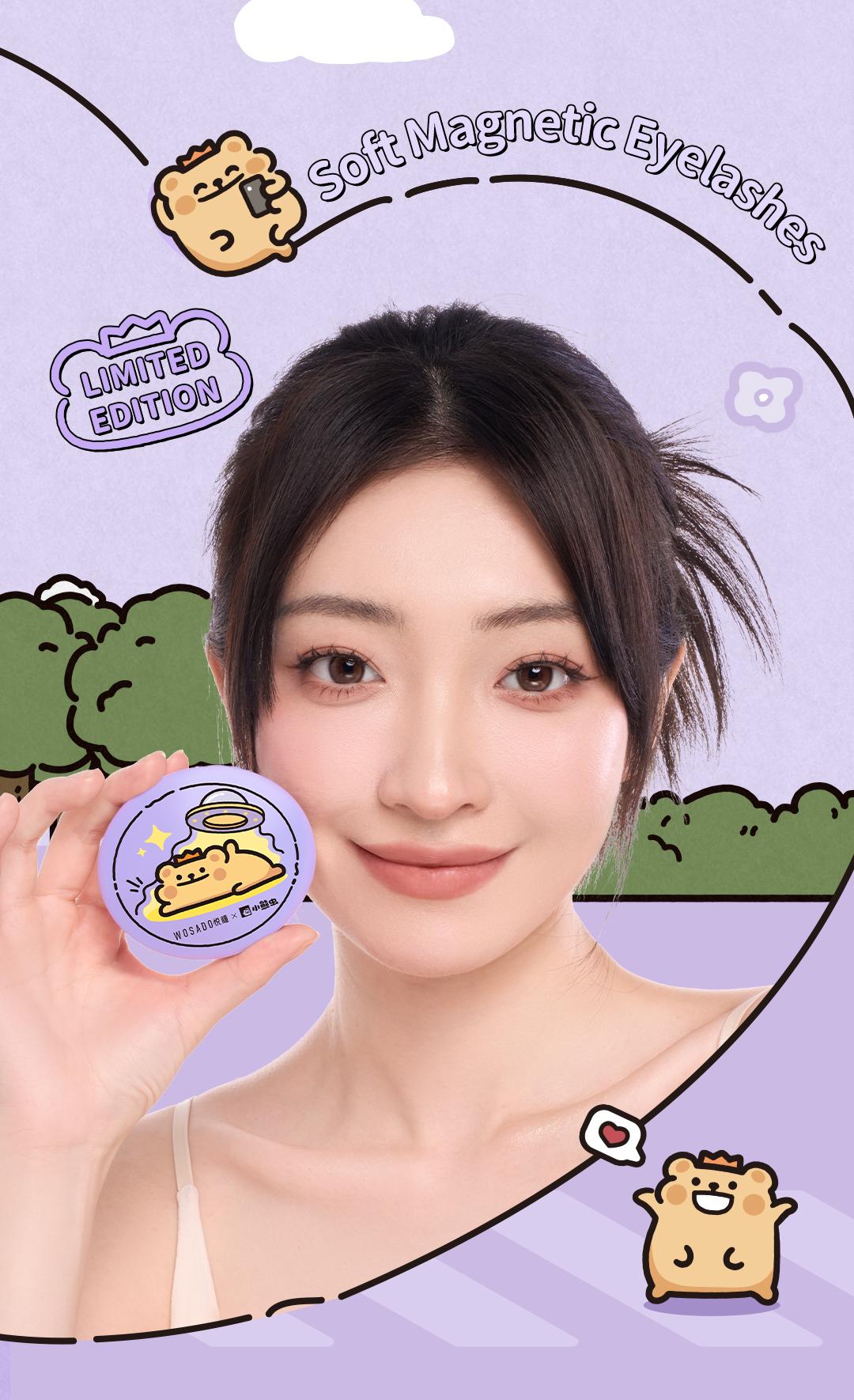 Wosado Soft Magnetic Eyelashes All-in-One Box, BearisBug Limited Edition Magnetic Eyelash Extensions, Waterproof, Reusable, Glue-Free, Eyeliner-Free Makeup Cosmetic