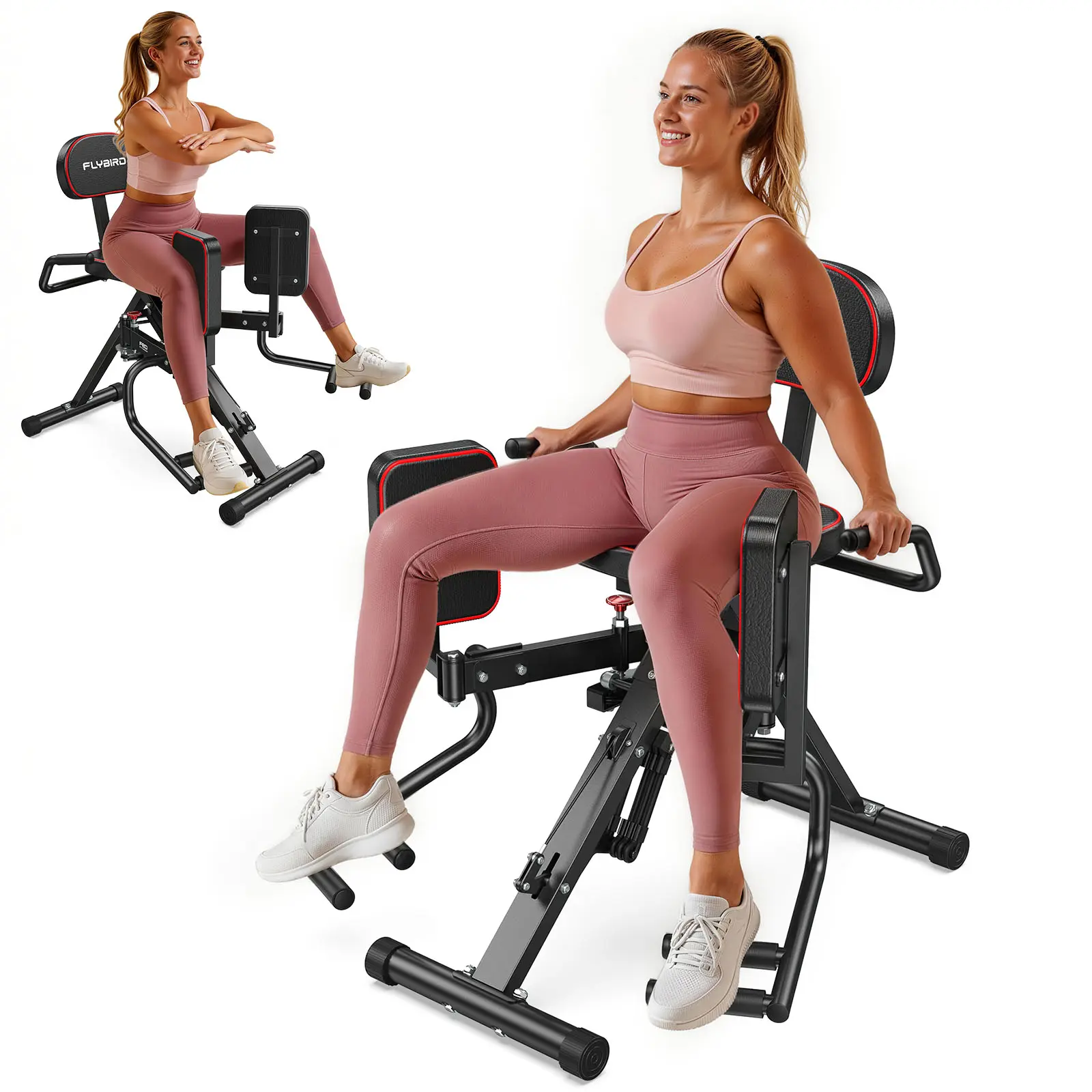 FED Fitness Flybird Series HA1 Hip Abductor Machine & Adductor Machine for Home Gym, Glute & Inner Thigh Trainer with 6 Adjustable Resistance Bands, Dual Foot Bar, Up to 108LBS Resistance