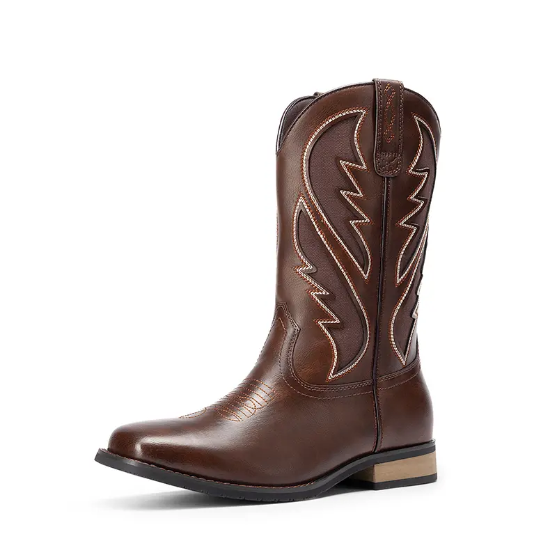 【BRUNO MARC Anniversary】 Men's Durable Classic Western Cowboy Boots - Synthetic Sports Walking Shoes for Outdoors, Walking Workouts,back to school,back to school shopping,travel essentials,camping essentials, Cowboy Boot, Synthetics tiktokshopbacktoschool