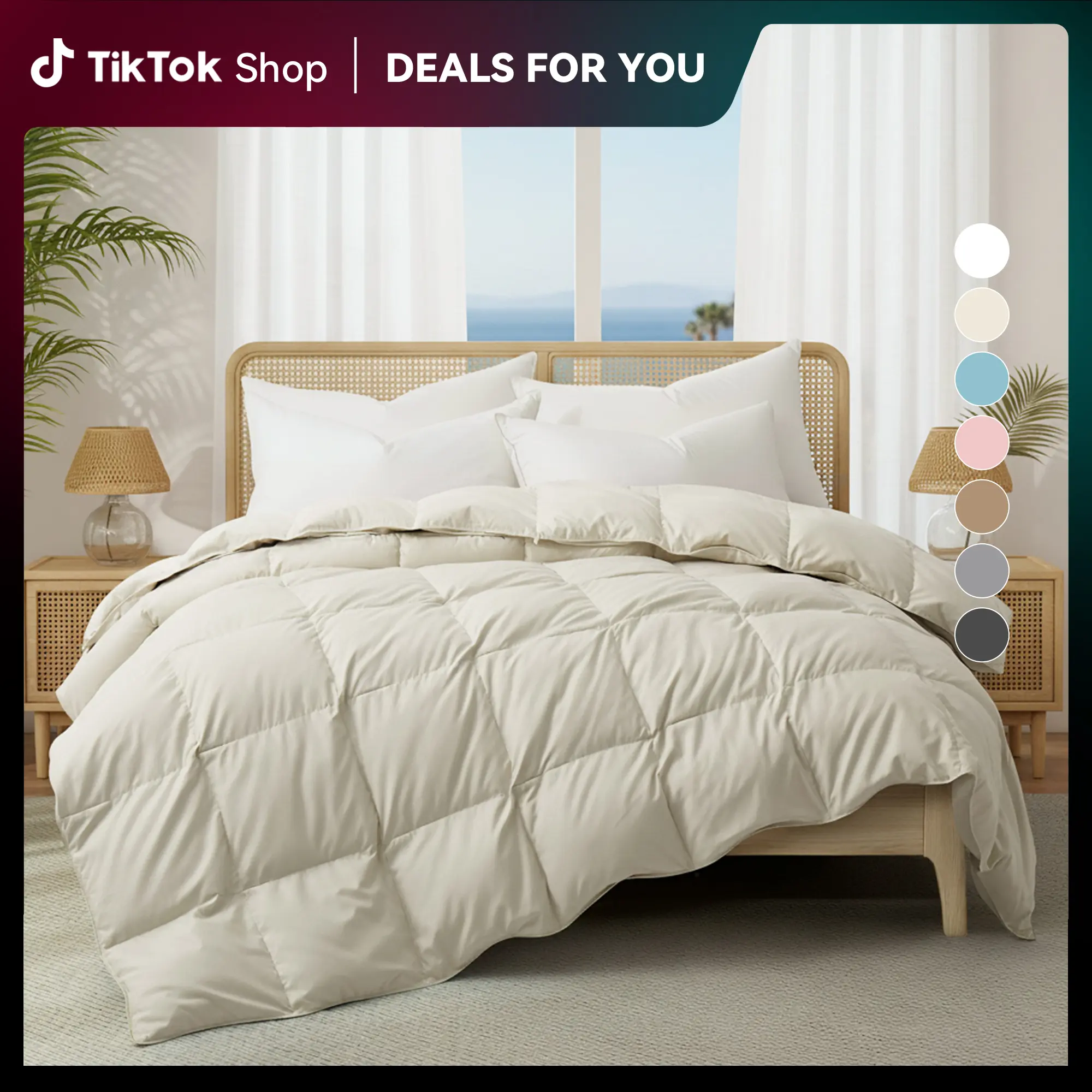 PEACE NEST All Seasons Feathers & Down Quilt - Premium Fiber-Filled Super Fluffy Duvet Insert, Lightweight Plush Texture Soft Warm Bedding, Hotel-Quality Neutral Options Multi-Size Home Decor Comforter, All Seasons Quilt, Twin