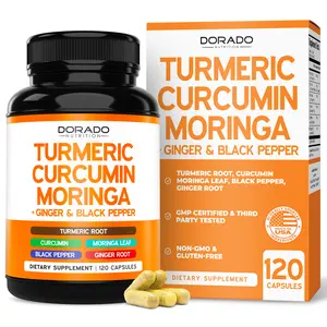 Turmeric Curcumin 3000mg Equivalent Supplement with Black Pepper, Ginger & Moringa – Herbal Capsules, 120 Count – Non-GMO, Gluten Free, Third Party Tested, Made in USA