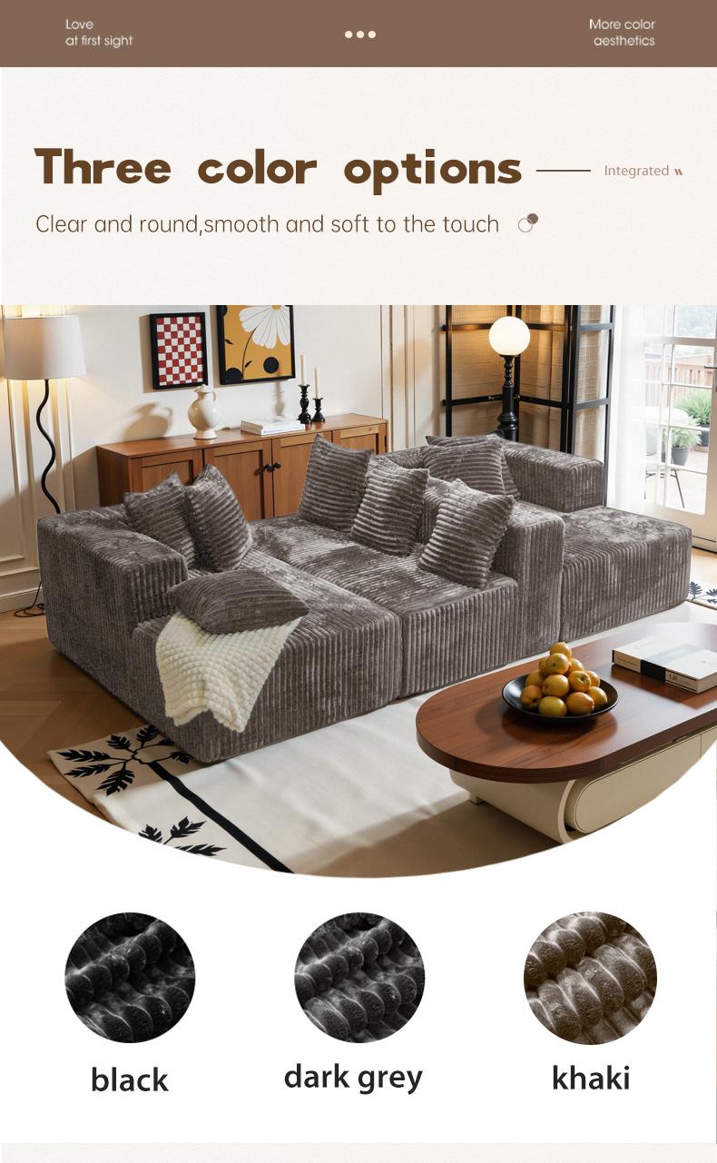 【3 Packages shipping】132"U-Shape Modular Sectional CouchSofa Compressed Corduroy Modern Sleeper Sofafor Living Room,Space-Efficient Modular FloorSofa with Soft Velvet Fabric and Deep SeatSofaConvertible Corduroy Sectional Couch bed plus