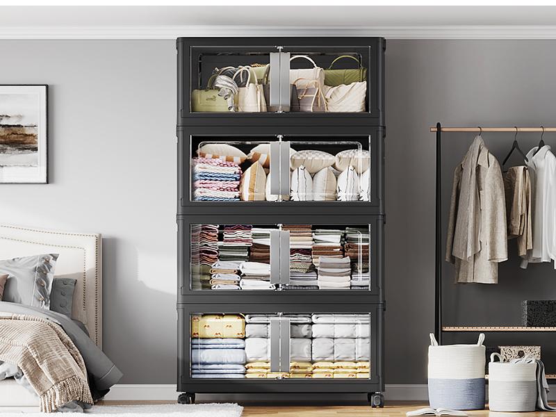 BROVIEW 160Qt/480Qt/640Qt/800Qt Extra Large Stackable Storage Bins with Lid, Each 40gal Heavy-Duty Plastic Storage Box with Wheels, Collapsible Wheeled Closet Organizer High-Quality Plastic Cabinet Containers for Home Organization V70