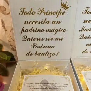 Baptism godmother or godfather proposal gift box with a 16oz glass