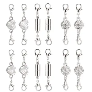 12PCS Double Magnetic Necklace Clasps and Closures, Gold & Silver Magnetic Lobster Clasp Extenders for Necklaces & Bracelets, Jewelry Converter for Women