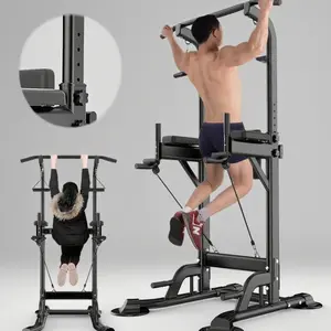 Multi-Functional Power Tower Pull-Up Bar - Height-Adjustable Pull-Up Rack Dip Station, Space-Saving Adjustable Workout Equipment, Home Muscle Training Fitness Gear, Muscle Training Equipment