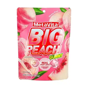 METAVITA Peach Gummy Snacks - Real Fruit Juice, Soft & Chewy, 141g Bag