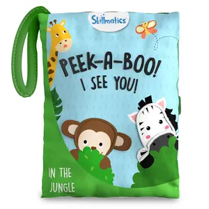 Skillmatics Peek-A-Boo Jungle Book - Soft Cloth Book for Baby, Infant & Toddler Toys, Crinkle Pages for Sensory Play, Gifts for Ages 6 Months and Up
