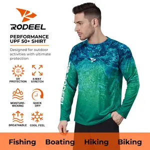 RODEEL 905 Long Sleeve Shirts Men UPF 50+ Sun UV Protection Lightweight Quick Dry Moisture Wicking Breathable Cooling Activewear for Outdoor Sport Gym Workout Hiking Camping Running Biking Boating Construction Landscaping, summervibes
