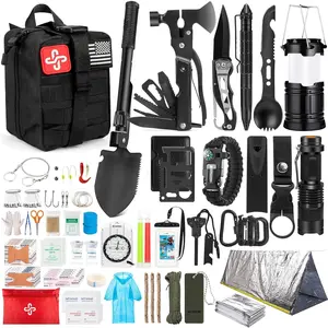Valentine's Day Kit, 250Pcs Gear First Aid Kit with Molle System Compatible Bag and Emergency Tent, Emergency Kit for Earthquake, Outdoor Adventure, Hiking, Hunting, Gifts for Men Women
