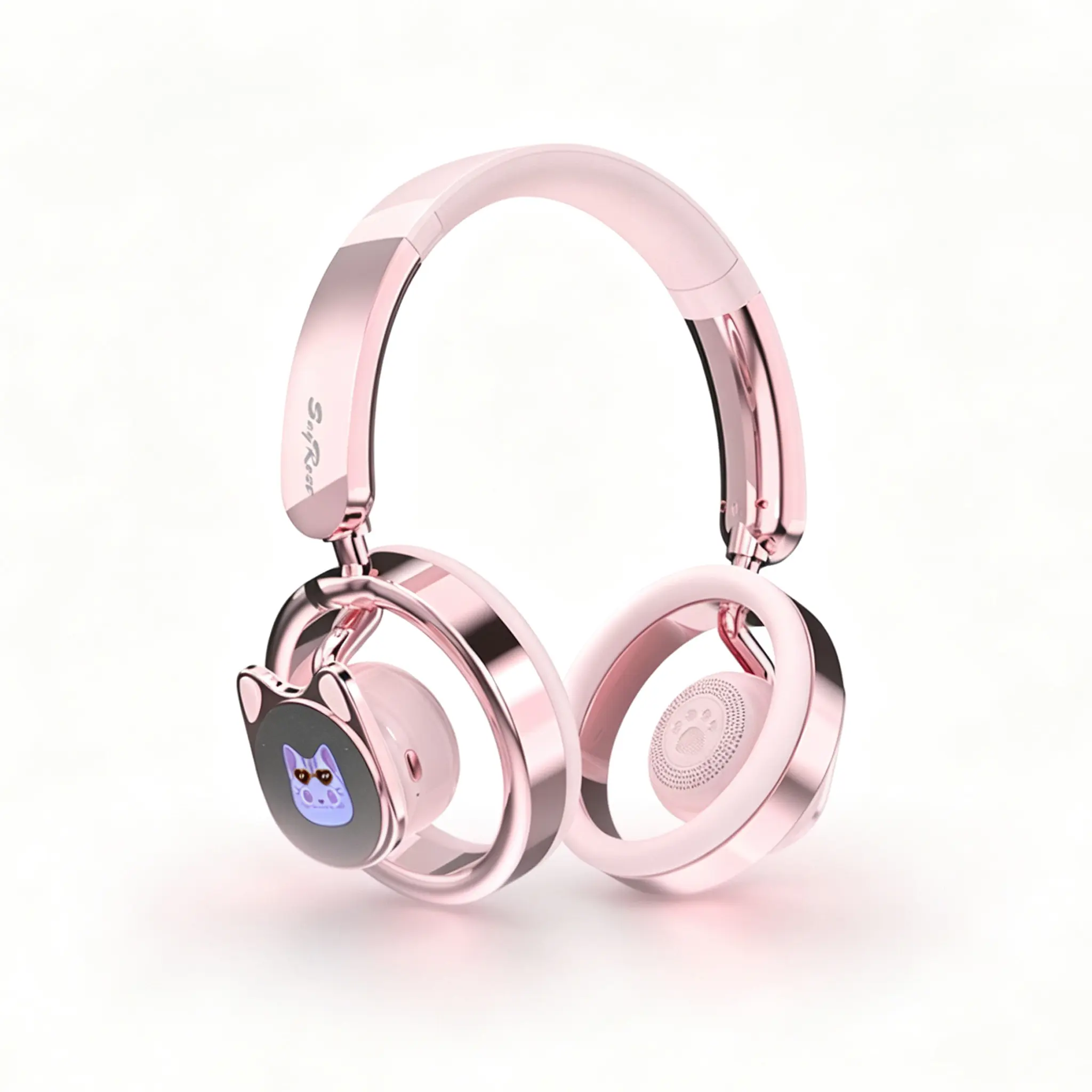SayRose Cat Ear Over-Ear Wireless Bluetooth 5.3 Headphones - 800mAh, Starry LED Lights, ENC Mic, 40H Playtime, Soft Cushions, Type-C Charging, Lightweight Blush Pink, IPX5 Rated, for Music & Calls, iOS/Android Compatible Audio Earbud