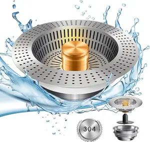 Three-in-One Kitchen Sink Filter - Stainless steel sink plug, food collection basket to prevent clogging in the sink, quick-draining deodorizing filter screen sink plug, suitable for American standard 3 1/2 inch drain outlet