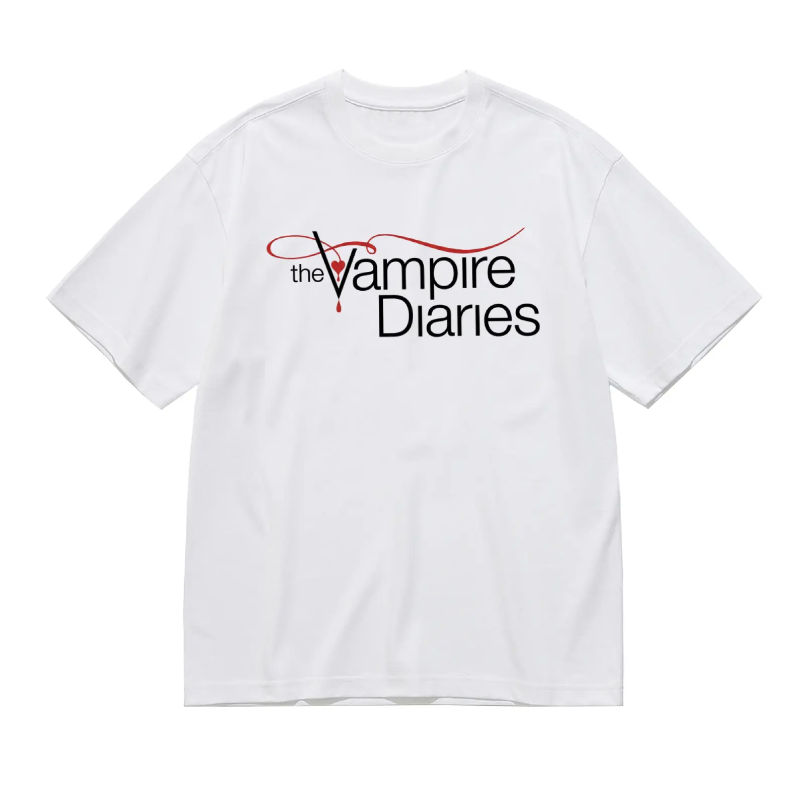 Unisex The Vampire Diaries Graphic T-Shirt, Creative Round Neck Casual Short Sleeve Movie Fan Tee Top, Office, Customized, Shortsleeve, Stylish, Cotton, Fabric, Soft, Tshirt, Christmas