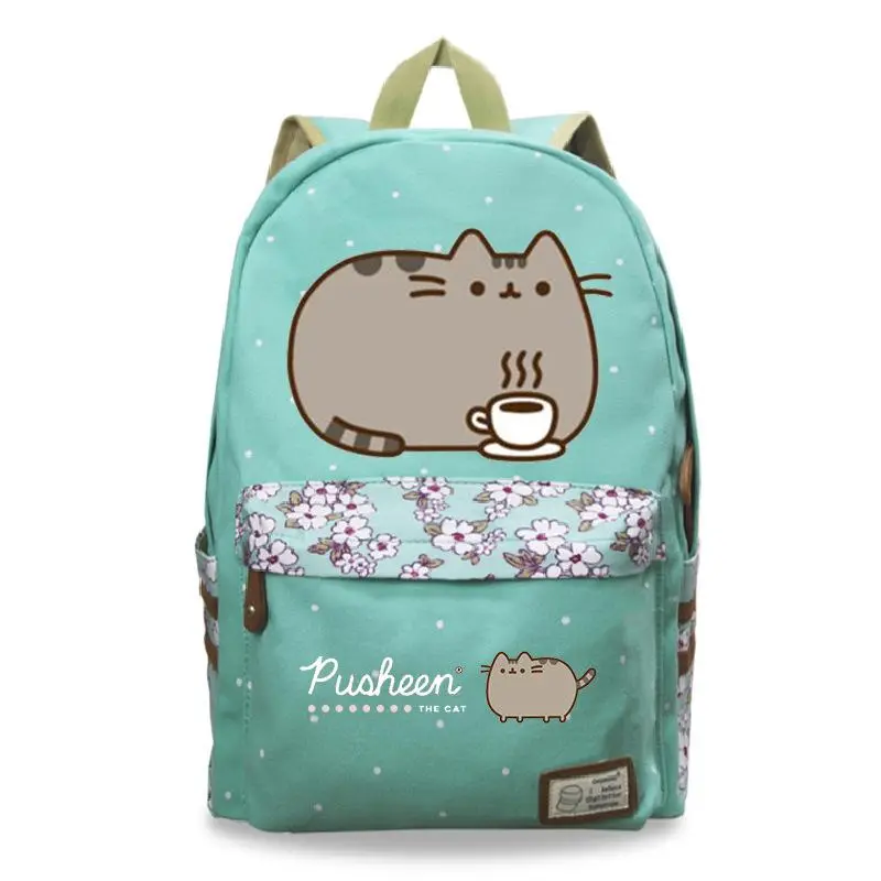 Polka Dot Floral Cat Backpack, Angel Envelope Cartoon Print Large Capacity School Bookbag, Cute Kawaii Daypack for Girls Students