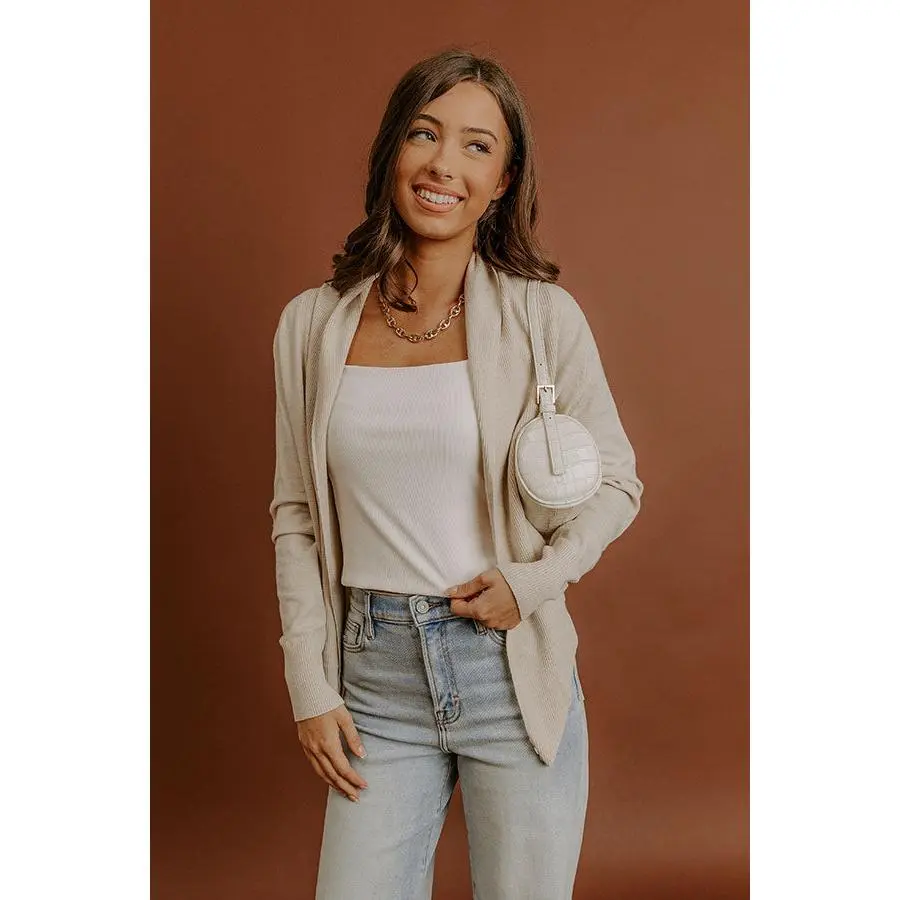Cozy Hour Wrap Sweater Top in Oatmeal