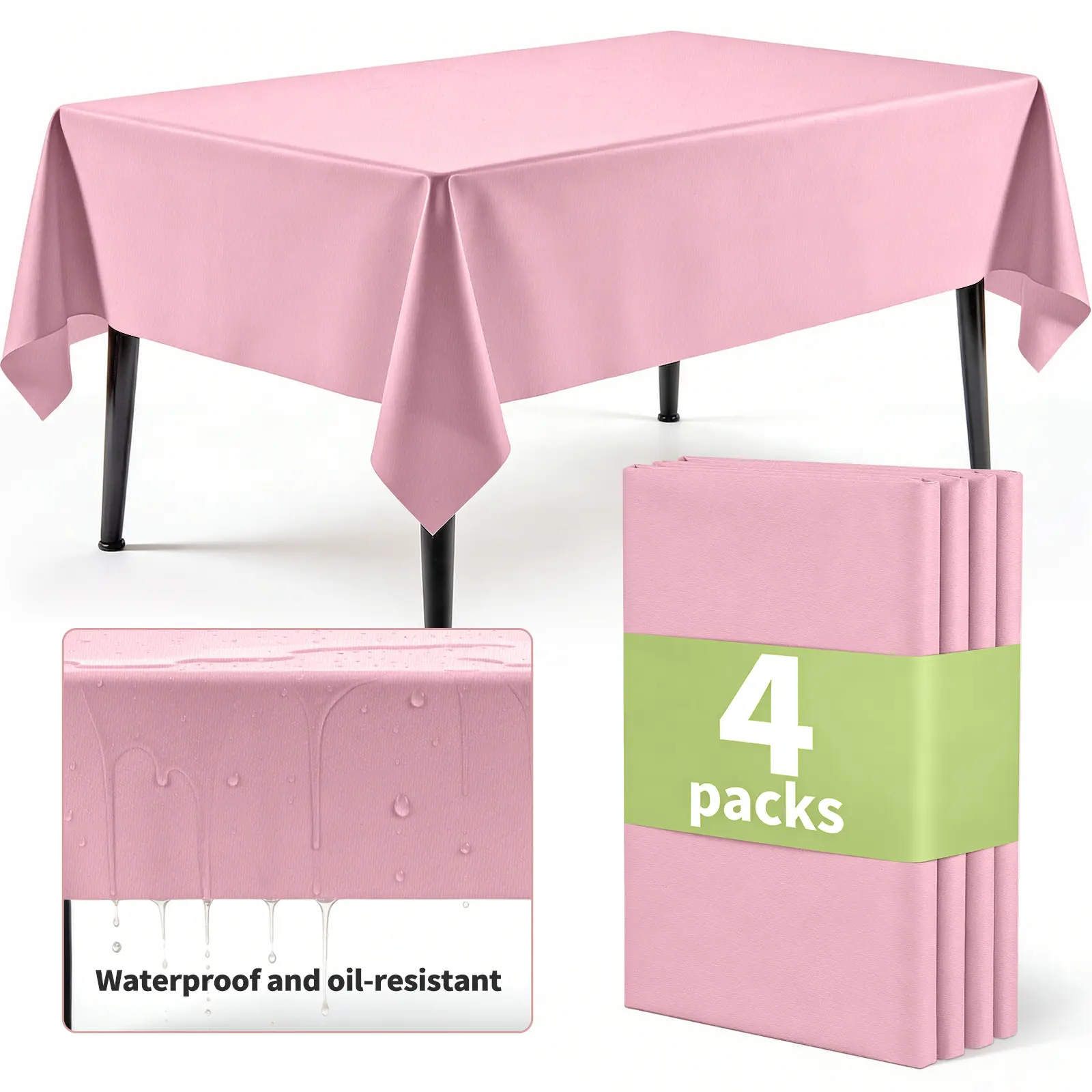 4-6 Pack Disposable Party Tablecloth, Waterproof Plastic Table Covers for Birthday Party, Picnic, Holiday & Family Gathering