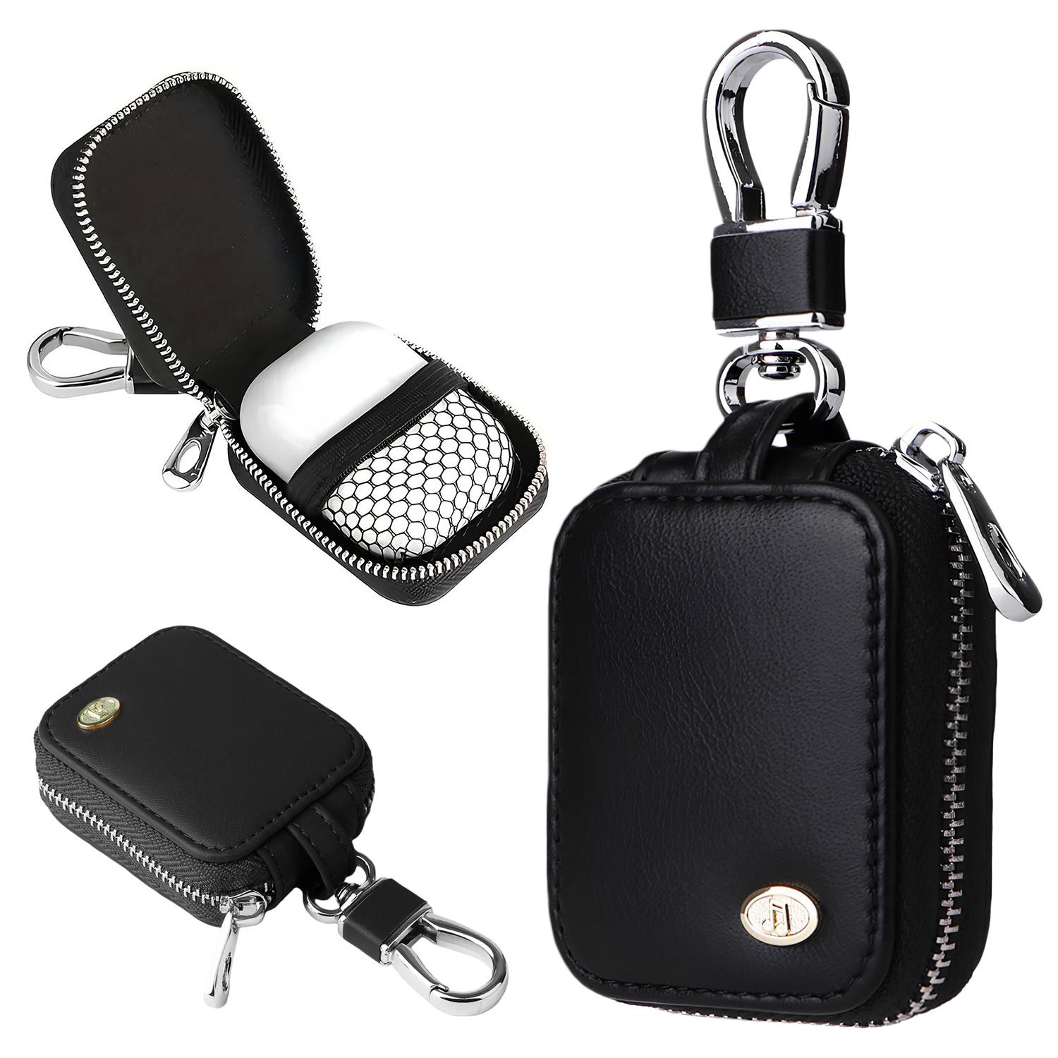 Mini PU Leather AirPods Case with Keychain, Zipper Earphone Storage Bag Compatible with AirPods 1/2/3/4/Pro/Pro 2, Waterproof Dustproof Protective Pouch for Wireless Earbuds, Travel & Daily Use