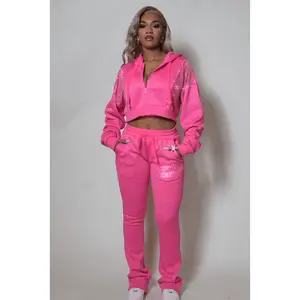 Sheila Pink Rhinestone Stacked Flare Track Set