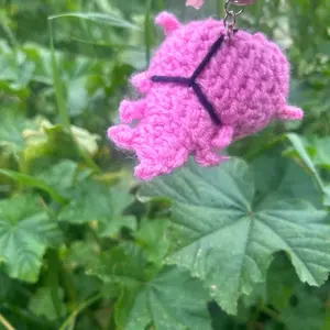 Handmade crochet plushie beetle keychain