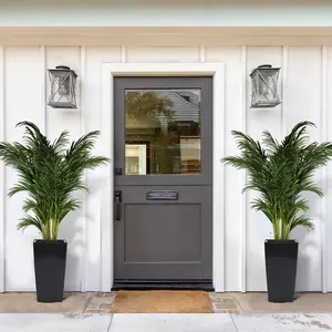 16 in Tall Planter Set of 2 Indoor and Outdoor Black Taper Planters with Shelf Insert, Self-Absorbing Plastic Flower Pots, Water Level Gauge and Monitoring, Automatic Watering System