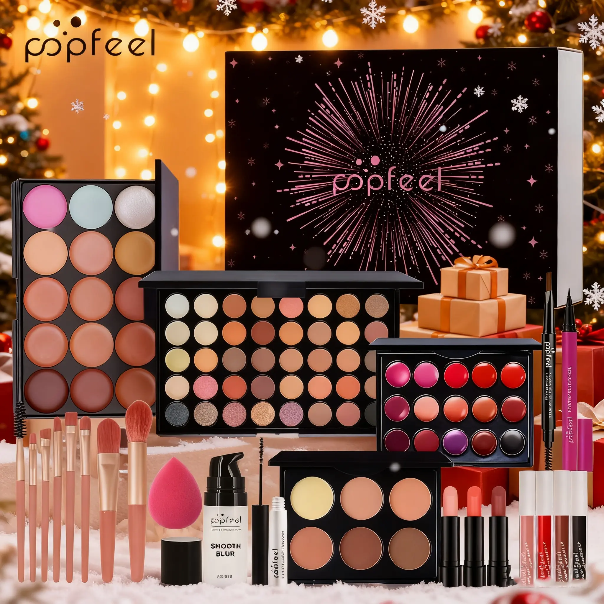 Popfeel New Year Makeup Gift Box, Complete Makeup Kit, Christmas Present, Beginner Basic Cosmetics Starter Set, Makeup Gift for Her, Makeup Gift Sets